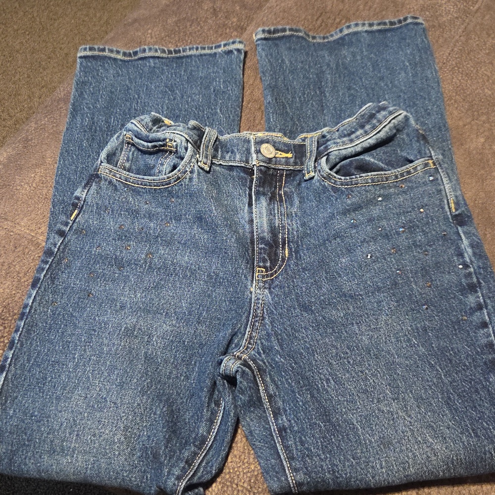 Old Navy High-Rise Dark Denim Jeans with Subtle Rhinestone Accents